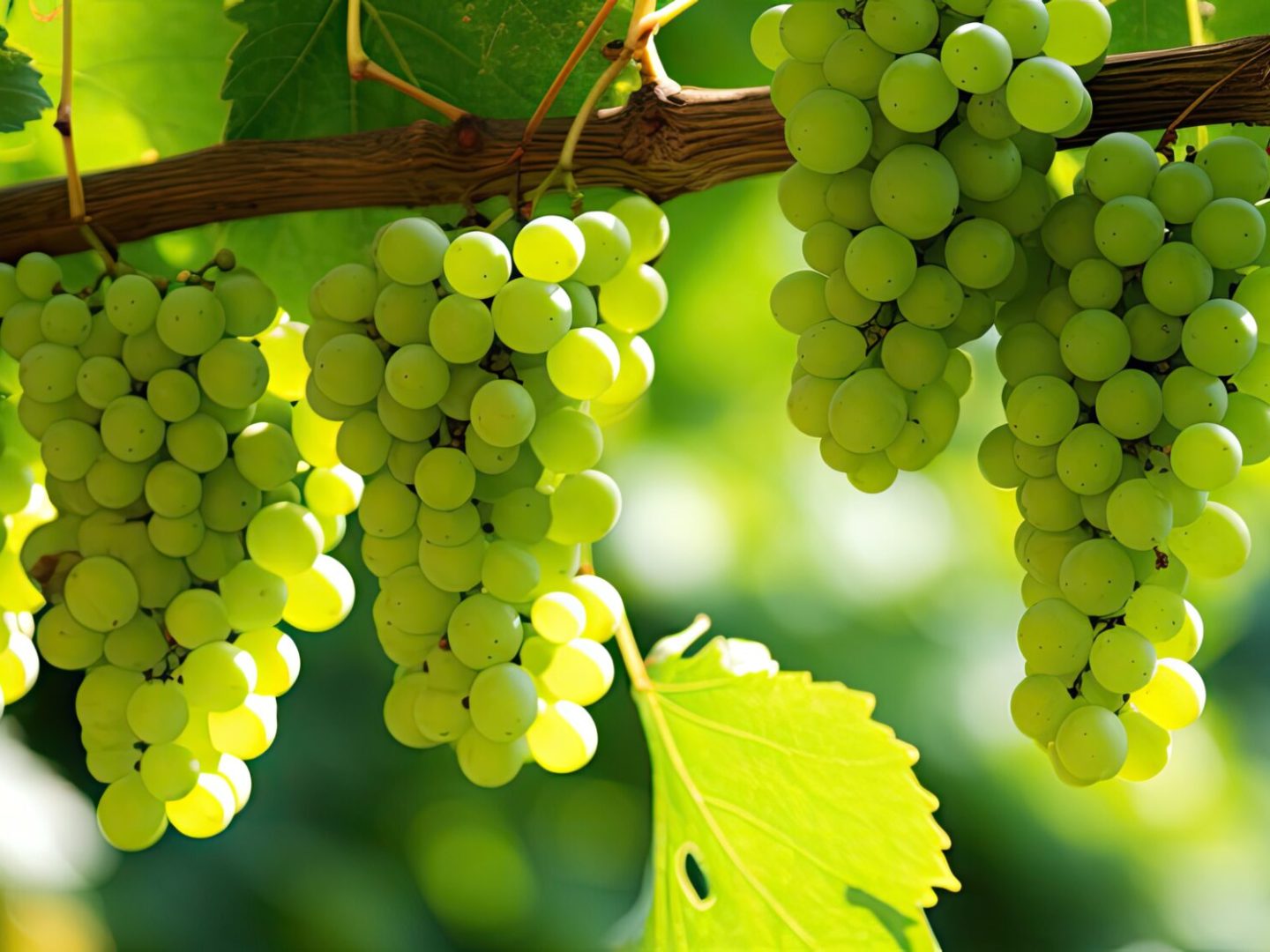 a row of fruit hanging from a tree