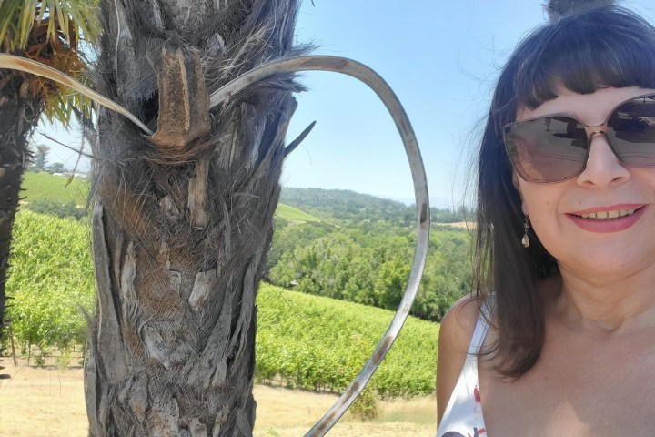 a woman wearing sunglasses posing for the camera
